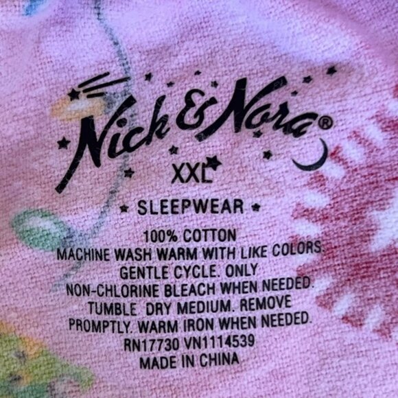 Nick and Nora Sock Monkey Pink Christmas Holiday Pajamas size XXL - Picture 9 of 9